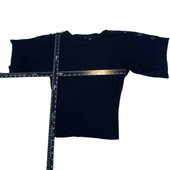 Willi Smith Women’s Winged Sleeve Black Size Small Sweater With Button Detail - Picture 7 of 7